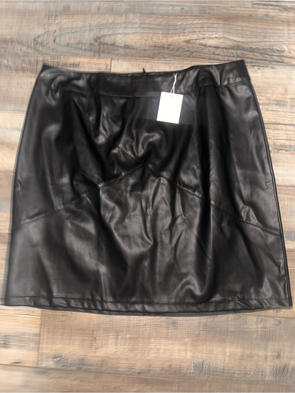 Black Faux Leather Mini Skirt - Sleek A-Line Style
